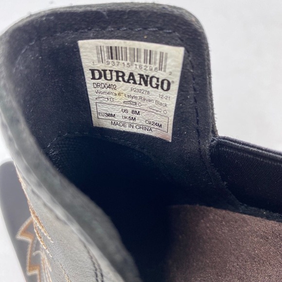 Durango womens MISMATCH 8M & 8.5M crush black snip toe cowboy boots - Picture 8 of 10